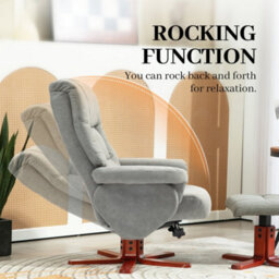 Grey Recliner Chair With Footstool, Backrest Adjustable Armchair - thumbnail 5