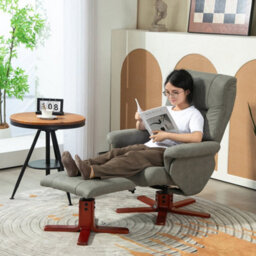 Grey Recliner Chair With Footstool, Backrest Adjustable Armchair - thumbnail 4