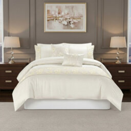 Embroidered Floral Duvet Cover Set Luxury Bedding Matching Pillowcases Cream