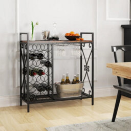 21 Bottle Wine Rack Freestanding Floor Wine Bottle Organizer Brown - thumbnail 1
