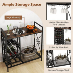 21 Bottle Wine Rack Freestanding Floor Wine Bottle Organizer Brown - thumbnail 5