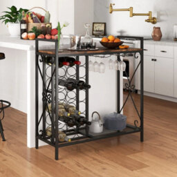 21 Bottle Wine Rack Freestanding Floor Wine Bottle Organizer Brown - thumbnail 4