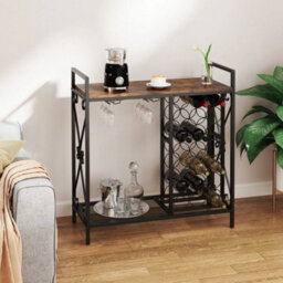 21 Bottle Wine Rack Freestanding Floor Wine Bottle Organizer Brown - thumbnail 3
