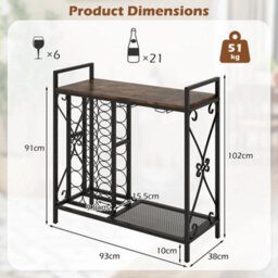 21 Bottle Wine Rack Freestanding Floor Wine Bottle Organizer Brown - thumbnail 2