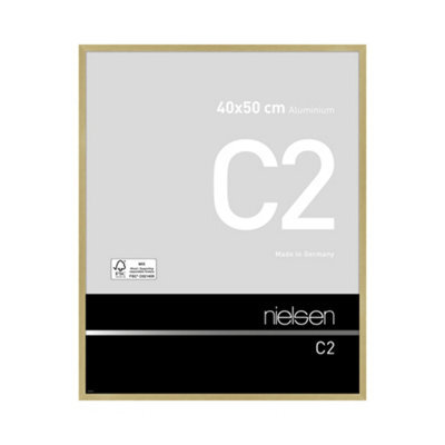 Nielsen C2 Brushed Gold Aluminium Picture Frame 40X50Cm - With Float Glass And Push/turn Clips - image 1