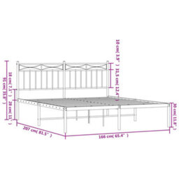 Berkfield Metal Bed Frame With Headboard Black 160X200 Cm - thumbnail 9