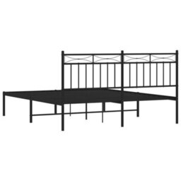 Berkfield Metal Bed Frame With Headboard Black 160X200 Cm - thumbnail 7