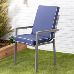 Alfresia Blue Outdoor Garden Dining Chair Cushion 57(H) X 45(W) X 40(D)Cm With Luxury Thick Foam Filling And Ties - thumbnail 3