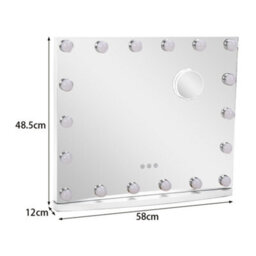 Living And Home Hollywood Rectangle Metal Makeup Mirror With 18 Led Bulbs Touch Control Dimmable 58 X 48.5 Cm - thumbnail 5