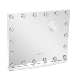 Living And Home Hollywood Rectangle Metal Makeup Mirror With 18 Led Bulbs Touch Control Dimmable 58 X 48.5 Cm - thumbnail 4