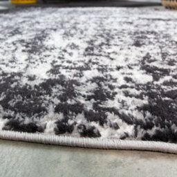 Loomed Black Grey Monochrome Super Soft Distressed Abstract Area Rug 120X170Cm - thumbnail 3