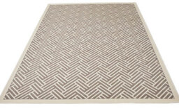 Light Grey Ivory Modern Chequered Geometric Easy To Clean Dining Room Bedroom And Living Room Rug-120Cm X 180Cm - thumbnail 6