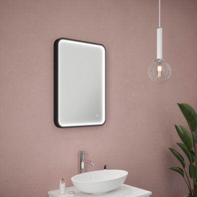 Bubly Bathrooms Polar Dimmable Led Bathroom Mirror With Demister, Black Frame, 500X700mm, Ip44 - image 1