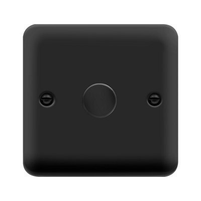 Curved Matt Black 1 Gang 2 Way Led 100W Trailing Edge Dimmer Light Switch - Se Home - image 1