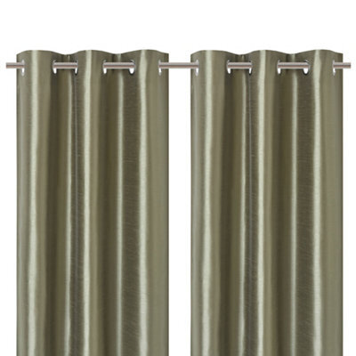 Morea Light Green Plain Woven Lined Eyelet Curtain (W)167Cm (L)228Cm, Pair - image 1