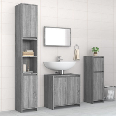 Berkfield 4 Piece Bathroom Furniture Set Grey Sonoma Engineered Wood - image 1