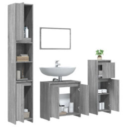 Berkfield 4 Piece Bathroom Furniture Set Grey Sonoma Engineered Wood - thumbnail 4