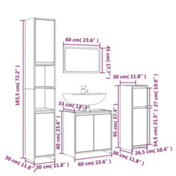 Berkfield 4 Piece Bathroom Furniture Set Grey Sonoma Engineered Wood - thumbnail 6