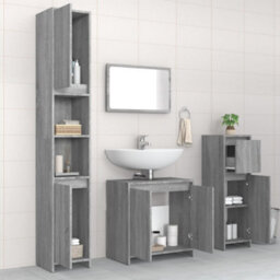 Berkfield 4 Piece Bathroom Furniture Set Grey Sonoma Engineered Wood - thumbnail 3