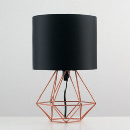 Valuelights Angus Modern Copper Metal Basket Cage Bed Side Table Lamp With Black Fabric Shade - thumbnail 4