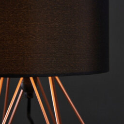 Valuelights Angus Modern Copper Metal Basket Cage Bed Side Table Lamp With Black Fabric Shade - thumbnail 3
