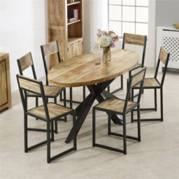 Worcester Belgravia Solid Wood & Metal Oval Dining Table 6-8 Seater