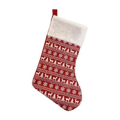 Neel Blue Christmas Santa Stocking Reindeer & Xmas Tree Printed Polyester Sock For Hanging Gift & Candy Pouch - image 1