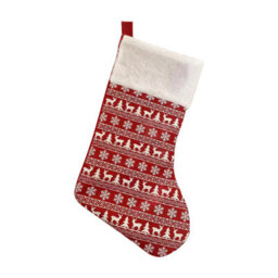 Neel Blue Christmas Santa Stocking Reindeer & Xmas Tree Printed Polyester Sock For Hanging Gift & Candy Pouch