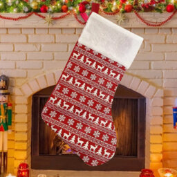 Neel Blue Christmas Santa Stocking Reindeer & Xmas Tree Printed Polyester Sock For Hanging Gift & Candy Pouch - thumbnail 6