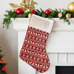 Neel Blue Christmas Santa Stocking Reindeer & Xmas Tree Printed Polyester Sock For Hanging Gift & Candy Pouch - thumbnail 3