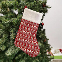 Neel Blue Christmas Santa Stocking Reindeer & Xmas Tree Printed Polyester Sock For Hanging Gift & Candy Pouch - thumbnail 5