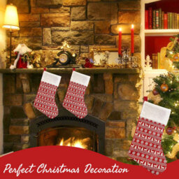 Neel Blue Christmas Santa Stocking Reindeer & Xmas Tree Printed Polyester Sock For Hanging Gift & Candy Pouch - thumbnail 7