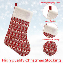 Neel Blue Christmas Santa Stocking Reindeer & Xmas Tree Printed Polyester Sock For Hanging Gift & Candy Pouch - thumbnail 4