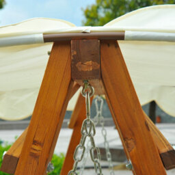 Outsunny 3 Seater Garden Swing Seat With Canopy, Cream White - thumbnail 9