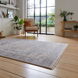 Blue Traditional Abstract Bordered 10mm Thick Stain-Resistant Rug For Bedroom, Living Room, & Dining Room-200Cm X 290Cm - thumbnail 2