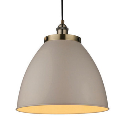 Hanging Ceiling Pendant Light Grey & Antique Brass Industrial Lamp Bulb Holder - image 1
