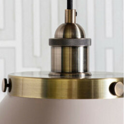 Hanging Ceiling Pendant Light Grey & Antique Brass Industrial Lamp Bulb Holder - thumbnail 4