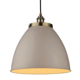Hanging Ceiling Pendant Light Grey & Antique Brass Industrial Lamp Bulb Holder - thumbnail 1