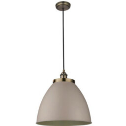 Hanging Ceiling Pendant Light Grey & Antique Brass Industrial Lamp Bulb Holder - thumbnail 3