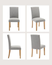 London Boutique Grey 2Pcs Upholstered Dining Chairs, Linen Kitchen Chairs With Curved Backs And Rubberwood Legs - thumbnail 2
