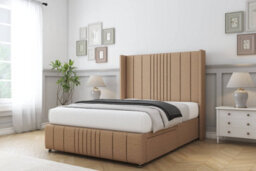 "Sloomy Hargrave Latte Dumfries Divan Bed Base No Drawers-54"" Wingback Headboard & 12"" Footboard 2'6 Small Single" - thumbnail 3