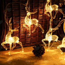 Amorly 5Ft Reindeer Christmas String Lights, 10 Led Warm White Battery Operated Fairy Lights, Festive Xmas Decor And Holiday Gift Idea - thumbnail 1