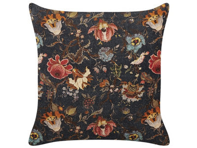 Beliani Throw Cushion Ramonda Velvet 45 X 45 Cm Multicolour Floral Pattern - image 1