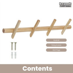 Keypak 4 Hook Floating Coat Rack 60Cm Pine Wood - Wall Mounted Space Saving Hanger For Coats, Scarfs, Bags & Everyday Accessories - thumbnail 4
