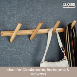 Keypak 4 Hook Floating Coat Rack 60Cm Pine Wood - Wall Mounted Space Saving Hanger For Coats, Scarfs, Bags & Everyday Accessories - thumbnail 5