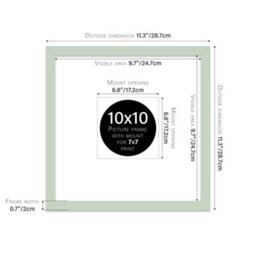 "10X10"" Mint Green Picture Frame - 10X10"" Square Frame With 7X7"" Mount For 10X10""/7X7"" Pictures Moderrn Style Thin Edge, 1 Pack" - thumbnail 2