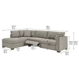 Xample Thomasville Miles Grey Fabric Corner Sofa Left Hand Facing With 2 Power Footrests, Pocket Coil Cushions, Solid Wood Legs & Pillows - thumbnail 2