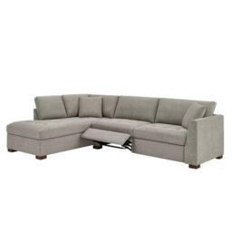 Xample Thomasville Miles Grey Fabric Corner Sofa Left Hand Facing With 2 Power Footrests, Pocket Coil Cushions, Solid Wood Legs & Pillows - thumbnail 4