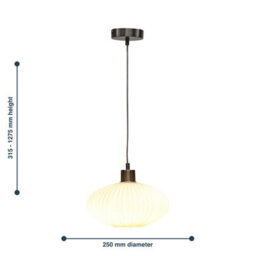 First Choice Lighting Set Of 2 Baton - White Ribbed Oval Glass With Satin Nickel Pendants - thumbnail 8