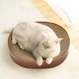 Thehotsale 43X33Cm Oval Wood Grain Cardboard Cat Scratching Board Pet Bed Claw Scratcher Supplies - thumbnail 2